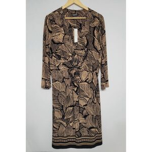 Glamour Women's Plunge Dress Size 16 Geometric Leaves NWT‎